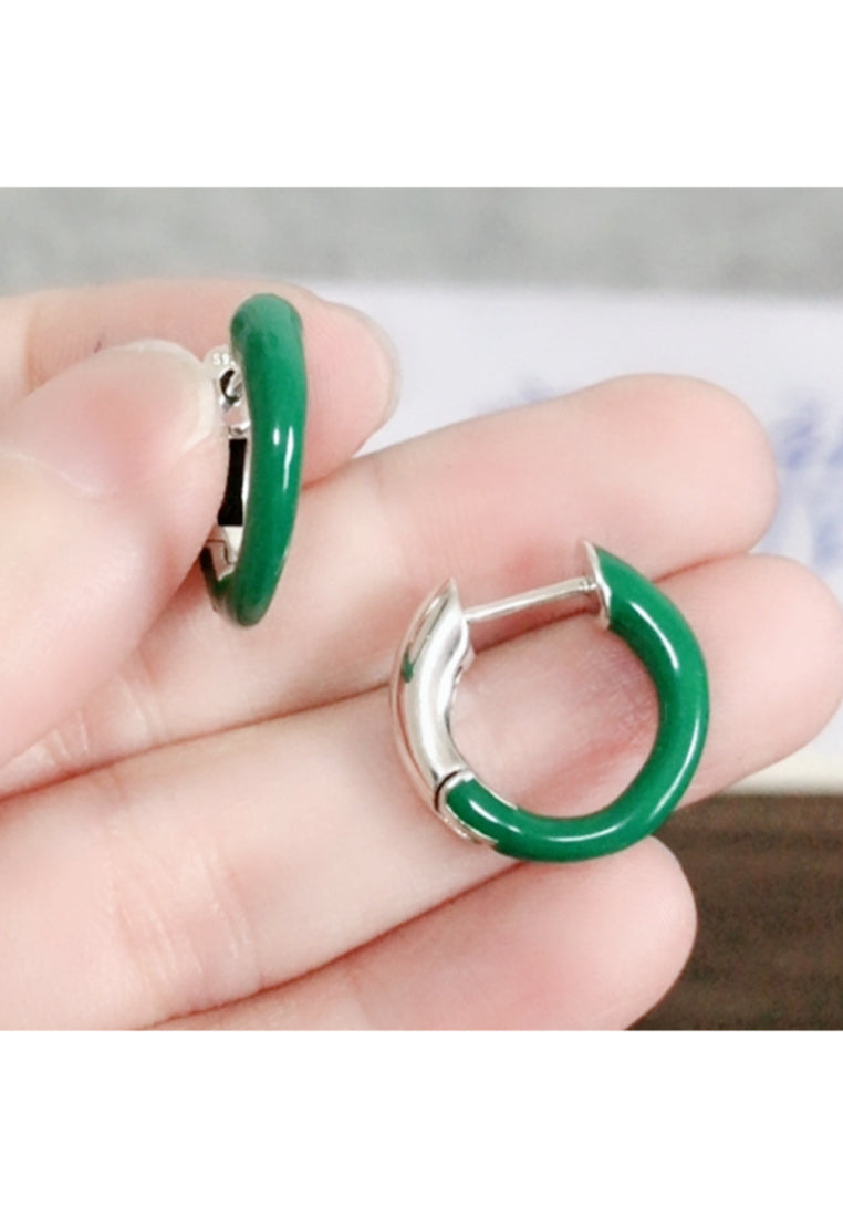 Trendy Tassel Earrings S925 Silver Minimalist Round Enamel Clip On Earrings for Women