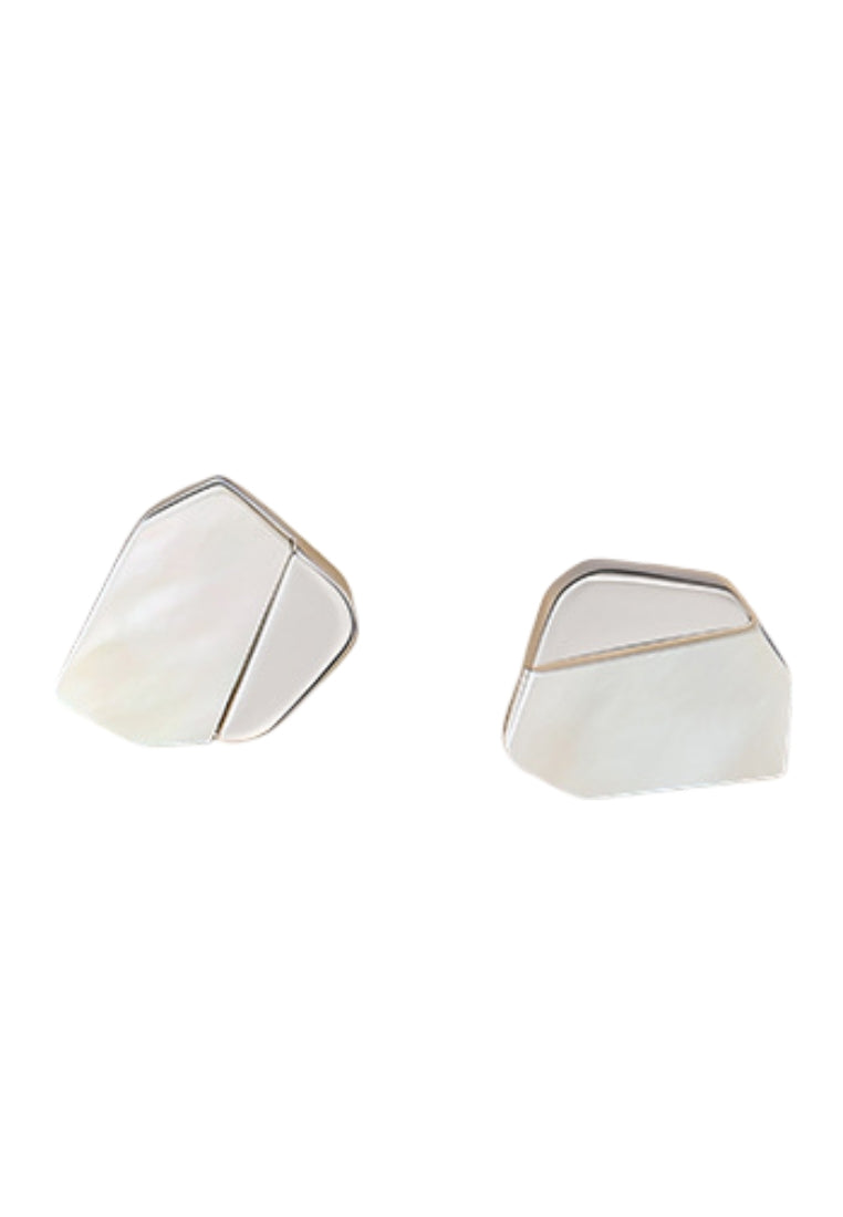 S925 silver irregular white motherofpearl earrings