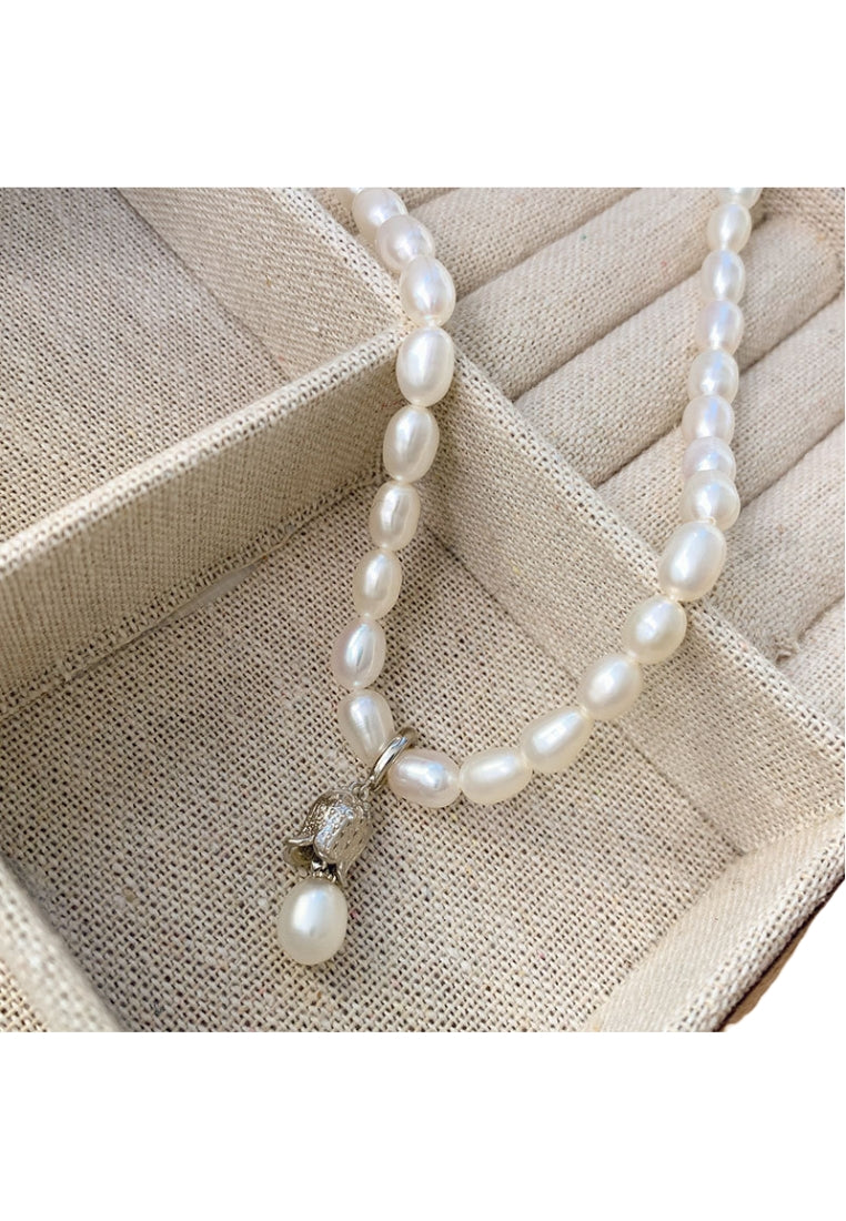 S925 Silver Bell Pearl Necklace