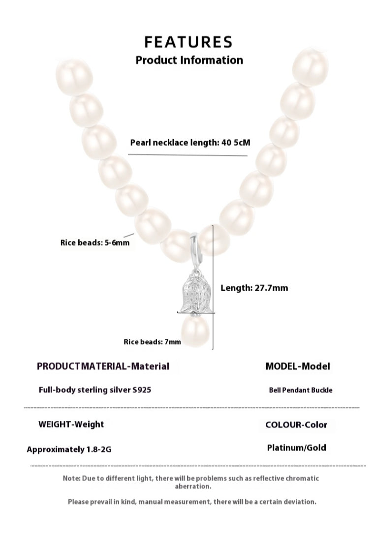S925 Silver Bell Pearl Necklace