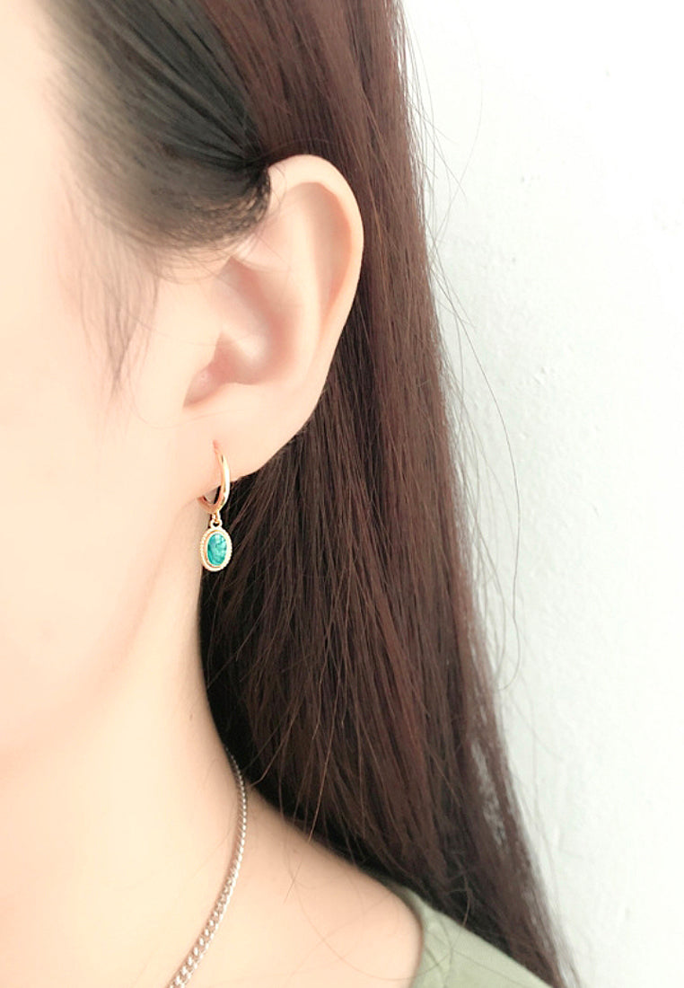 Starry Sky Green Enamel Earrings