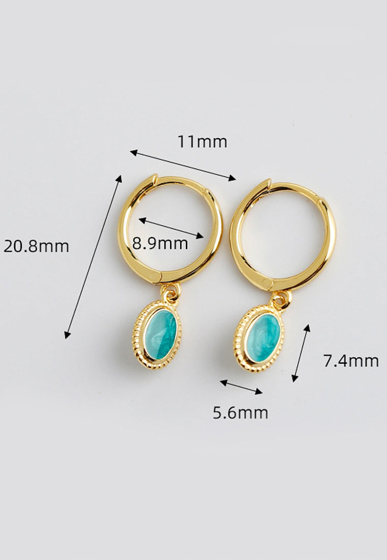 Starry Sky Green Enamel Earrings