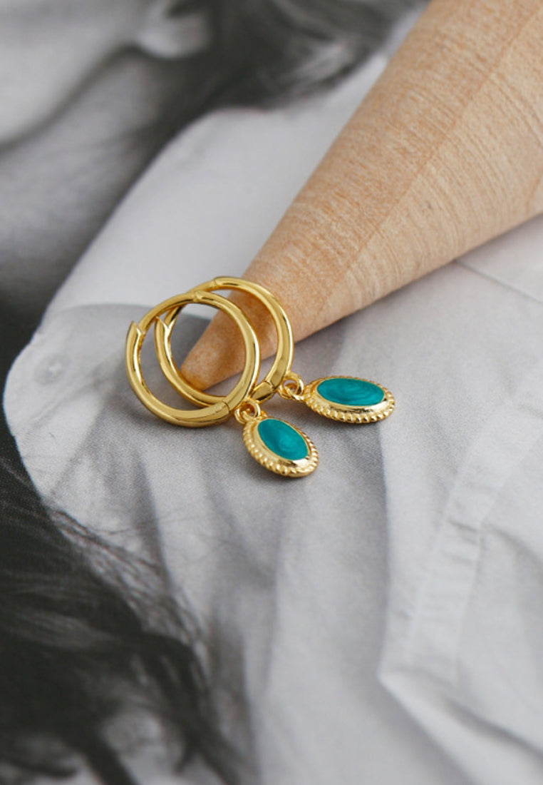 Starry Sky Green Enamel Earrings