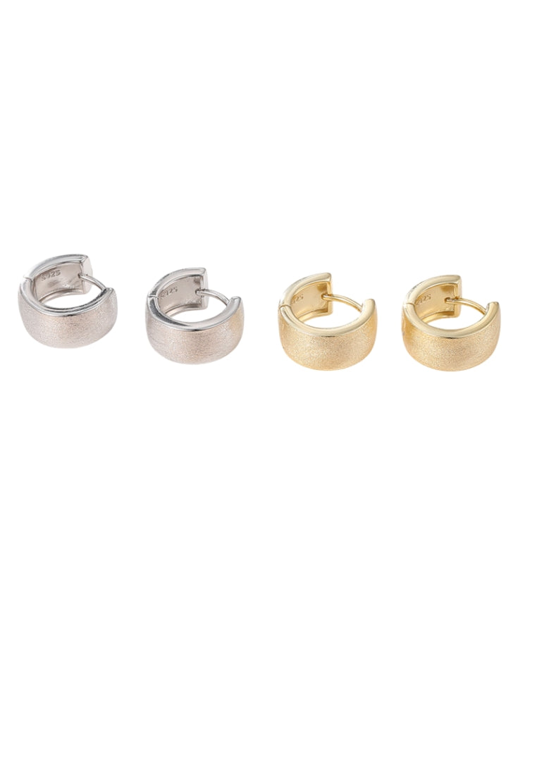 S925 silver wide brushed French earrings