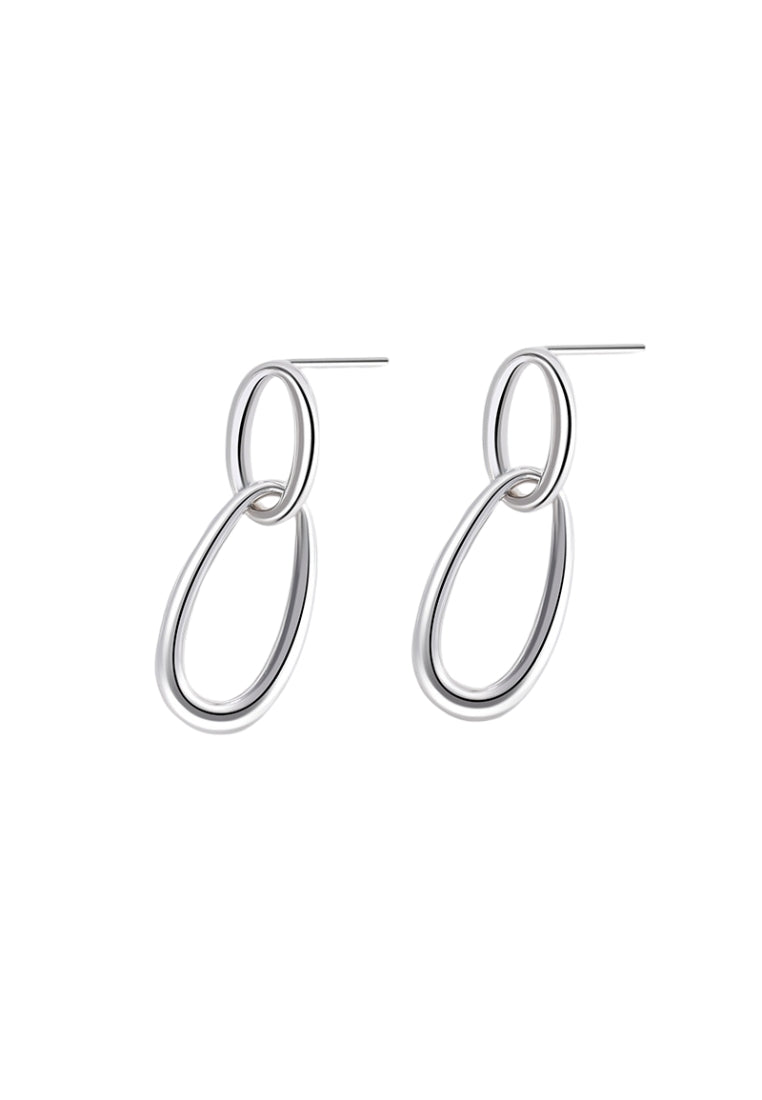 S925 silver texture chain geometric earrings