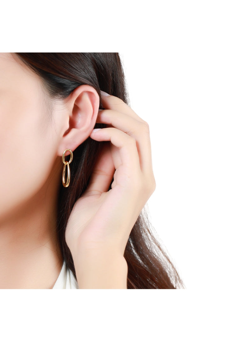 S925 silver texture chain geometric earrings