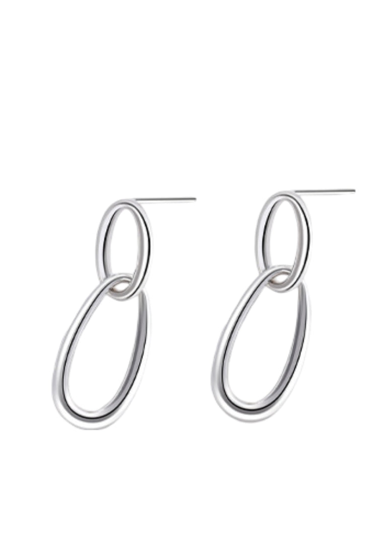 S925 silver texture chain geometric earrings