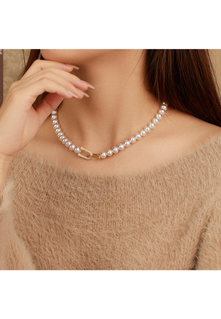 S925 Silver Horseshoe Shell Pearl Necklace