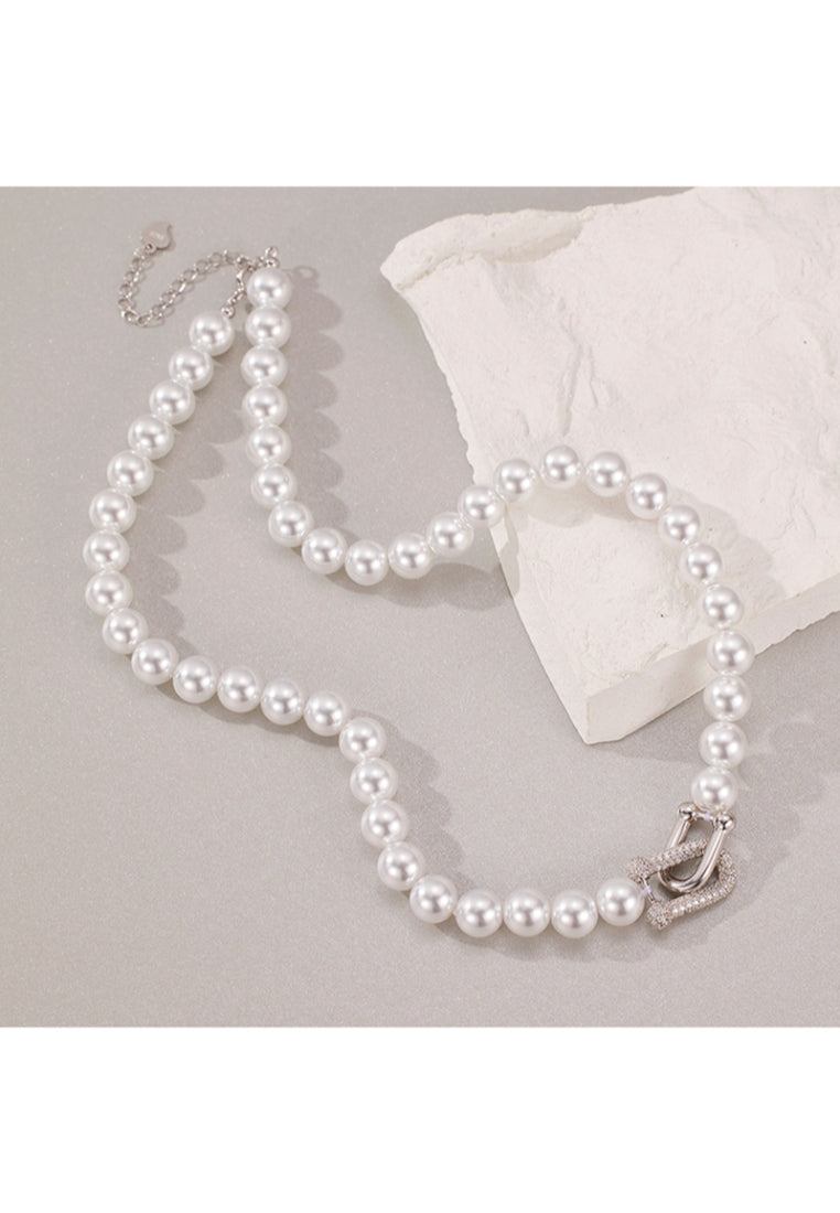 S925 Silver Horseshoe Shell Pearl Necklace