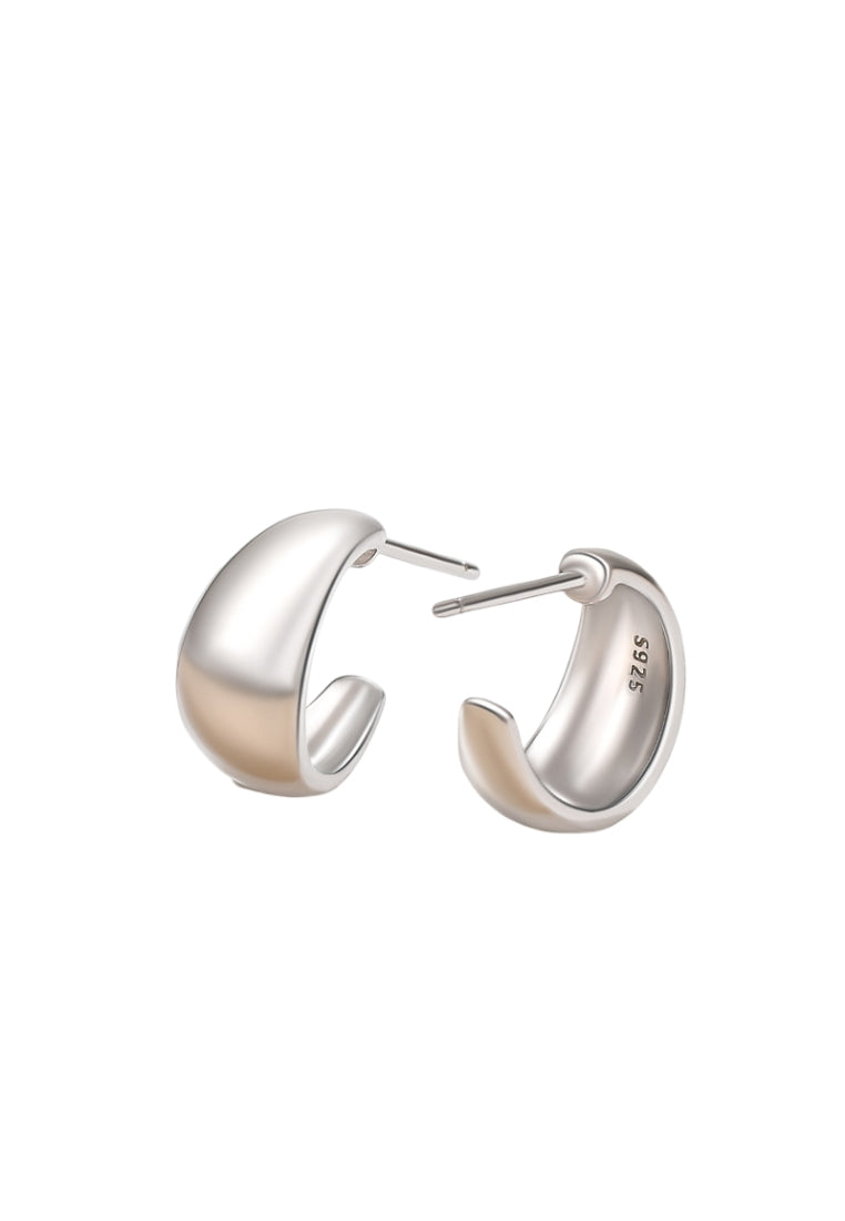 S925 silver Cshaped matte earrings