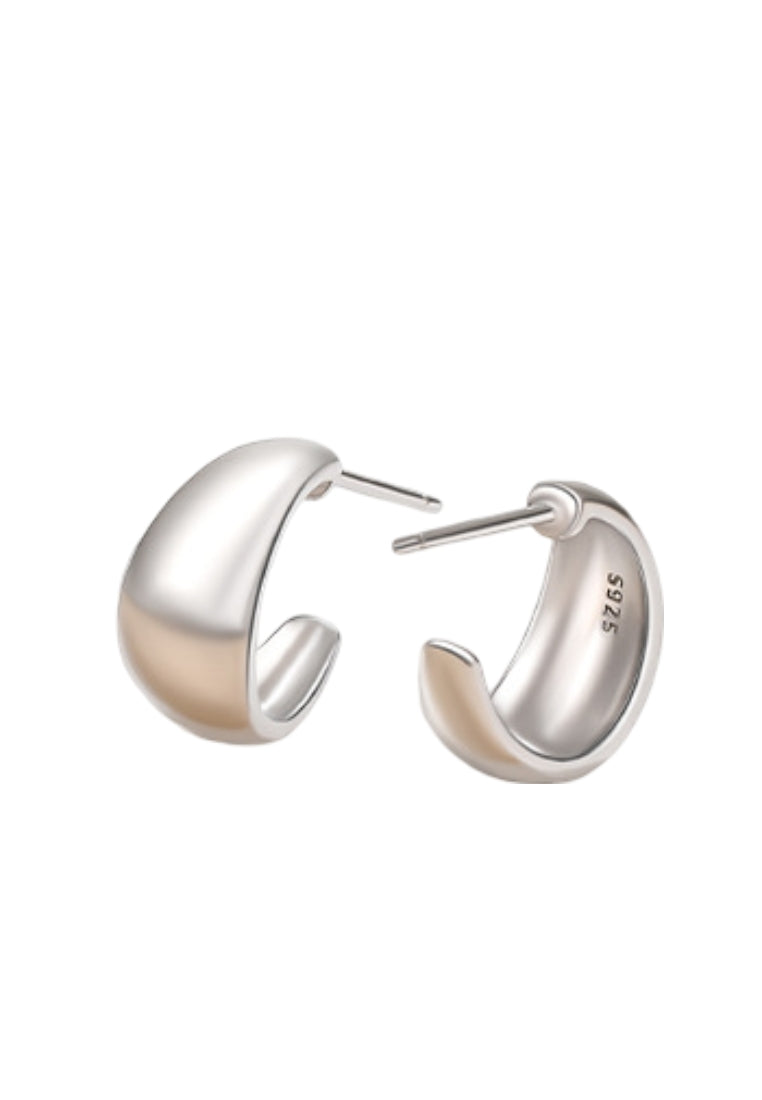 S925 silver Cshaped matte earrings