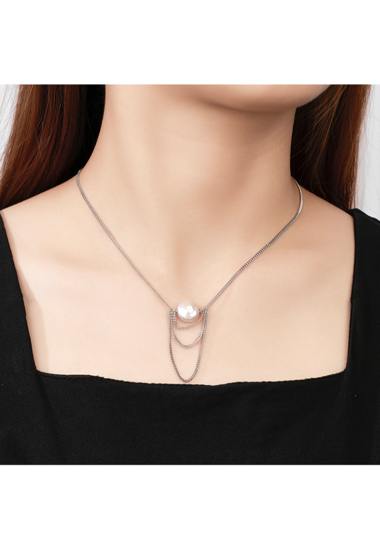 S925 Silver Tassel Pearl Necklace