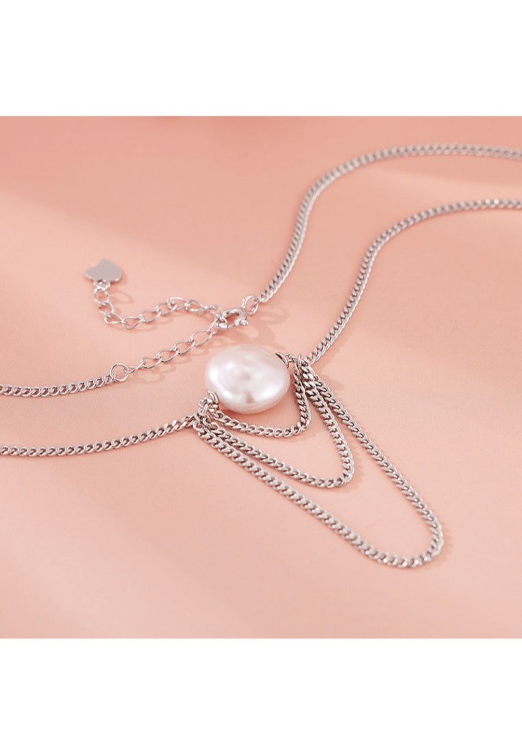 S925 Silver Tassel Pearl Necklace