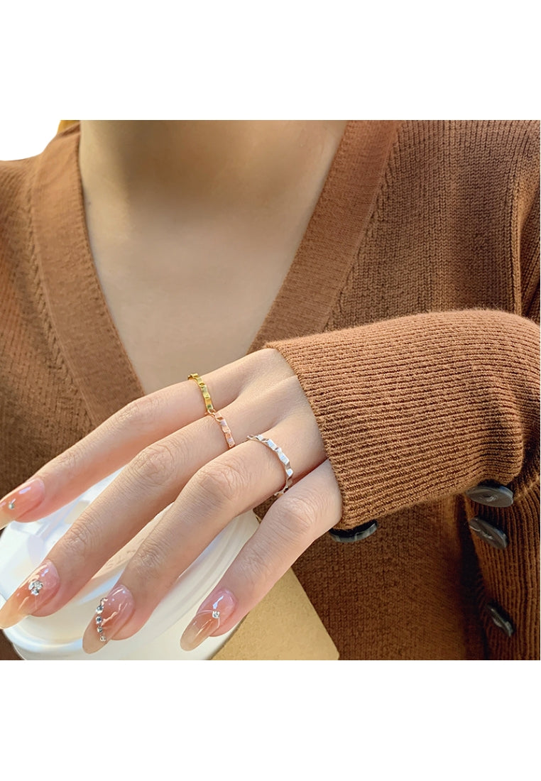 Double T Letter Chic Silver Ring