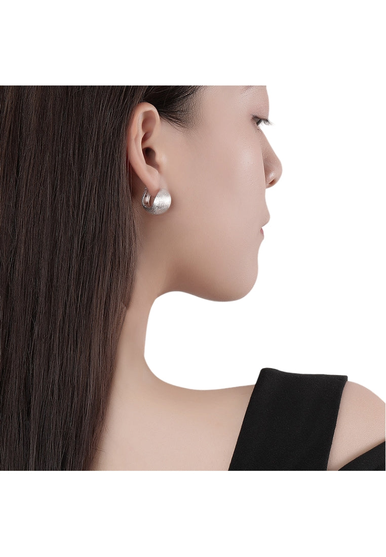 S925 silver round brushed ear clip