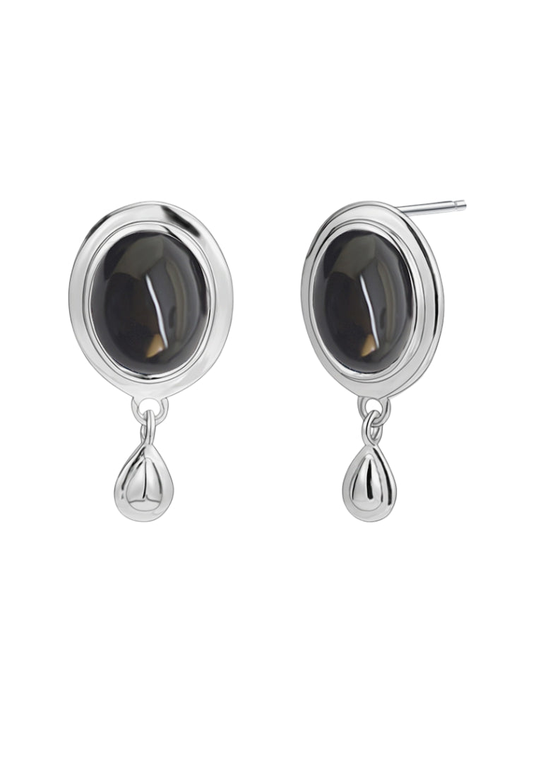 S925 silver agate water drop tassel earrings