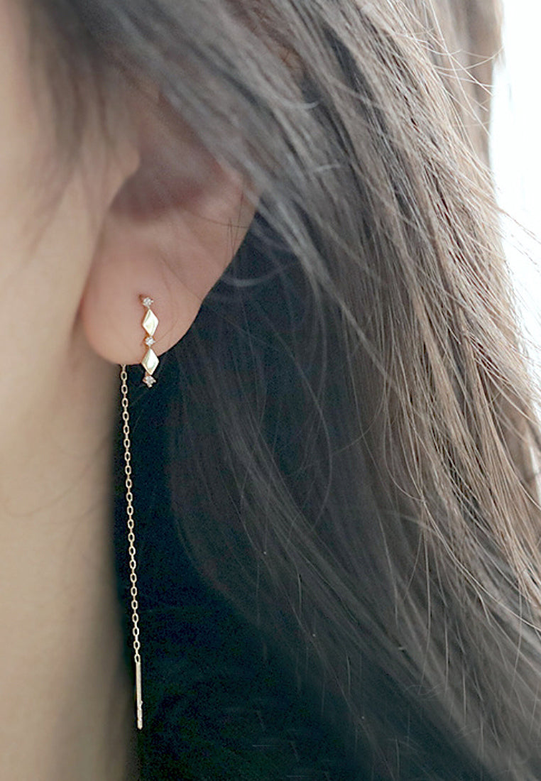 Diamond -shaped imitation diamond earring earrings