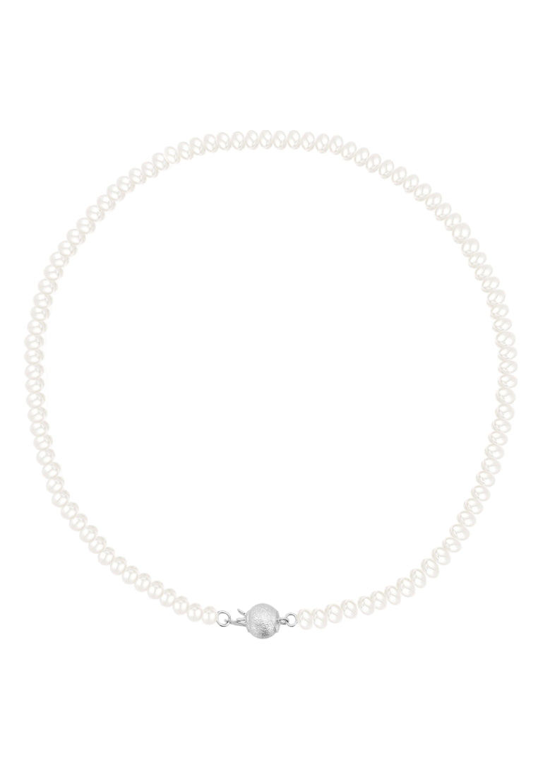 S925 Silver Matte Ball Pearl Necklace