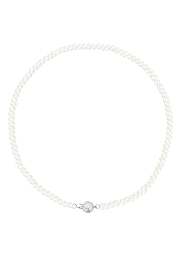 S925 Silver Matte Ball Pearl Necklace