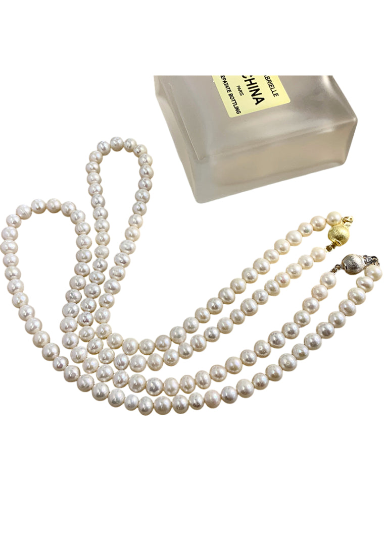 S925 Silver Matte Ball Pearl Necklace