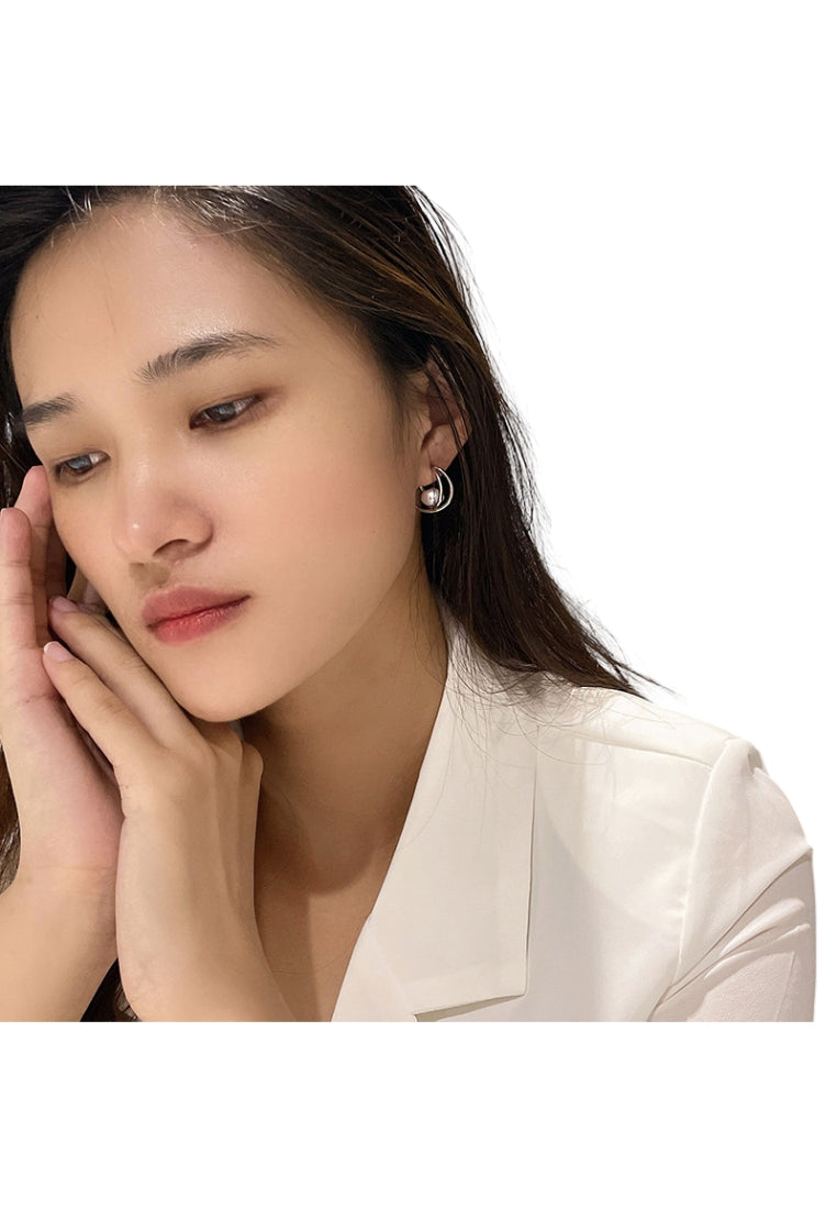 Baroque style S925 silver electroplated K gold earrings, fashionable and simple earrings earrings