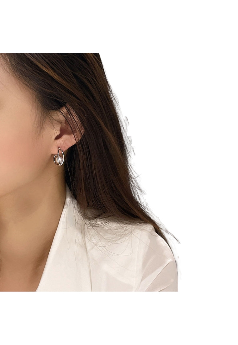 Baroque style S925 silver electroplated K gold earrings, fashionable and simple earrings earrings
