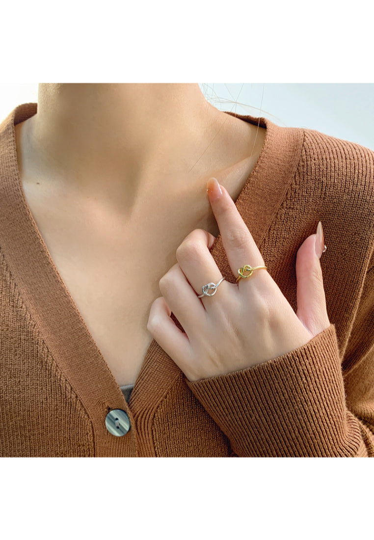 Pure 925 Silver Heart Line Adjustable Ring