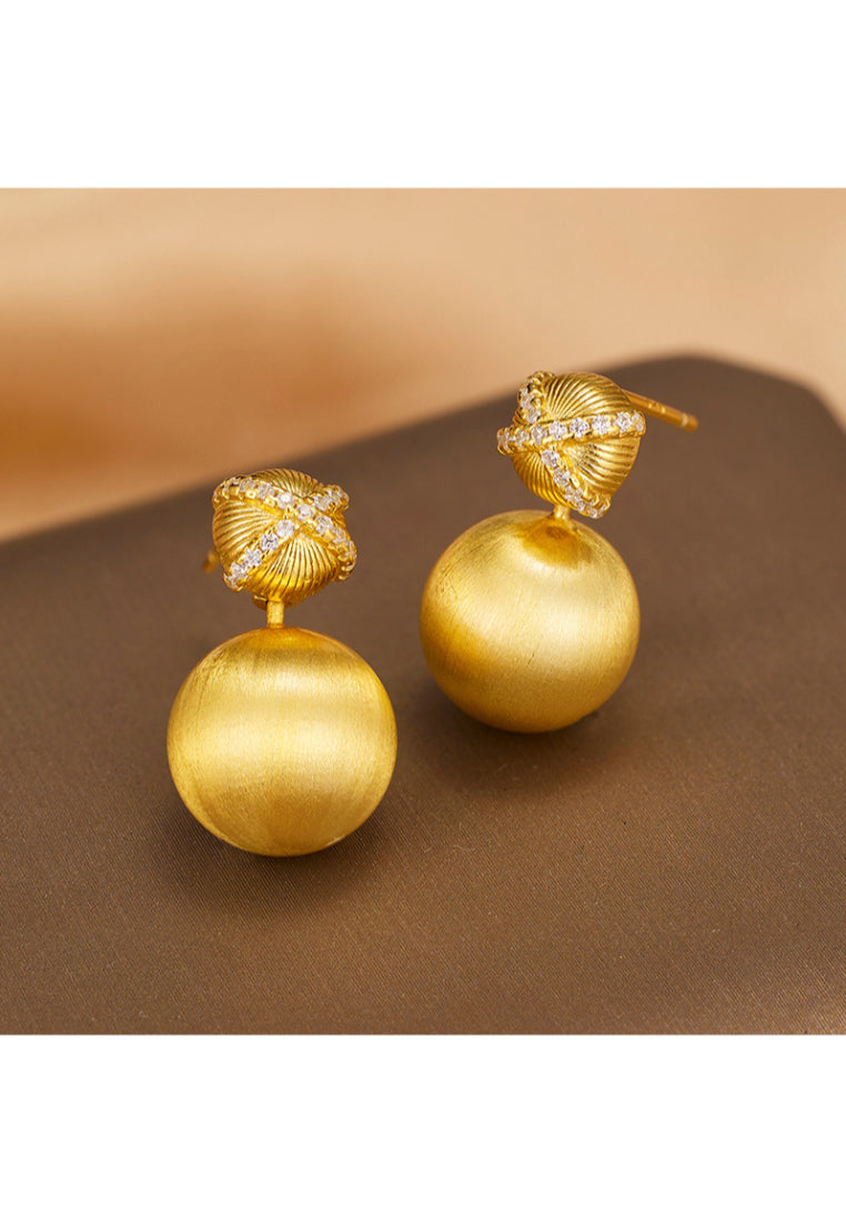 Brushed Matte 925 Silver Ball Stud Earrings