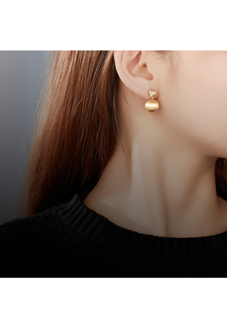 Brushed Matte 925 Silver Ball Stud Earrings