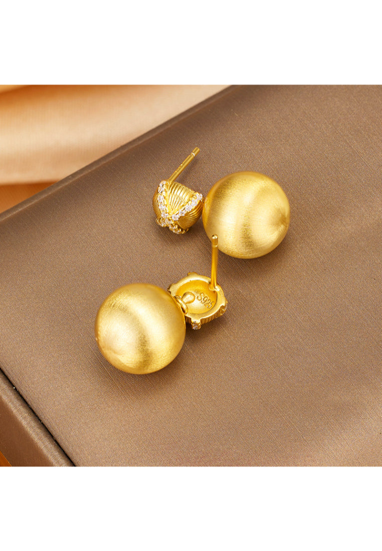 Brushed Matte 925 Silver Ball Stud Earrings