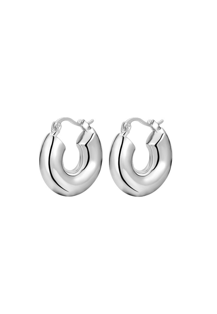Wide Minimalist 925 Silver Hoop Earrings