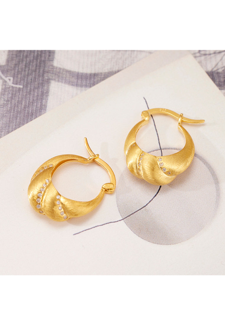 New S925 sterling silver spiral twist earrings for women, light luxury niche design French retro earrings