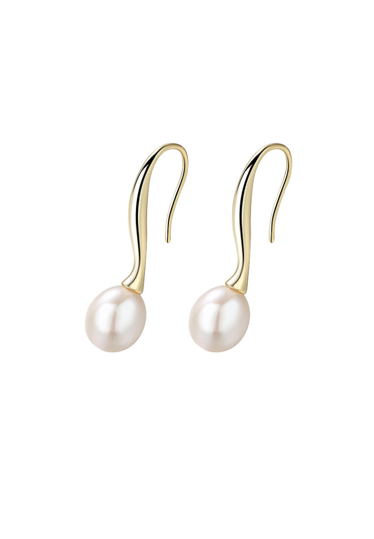 Elegant French Style 925 Silver Pearl Earrings