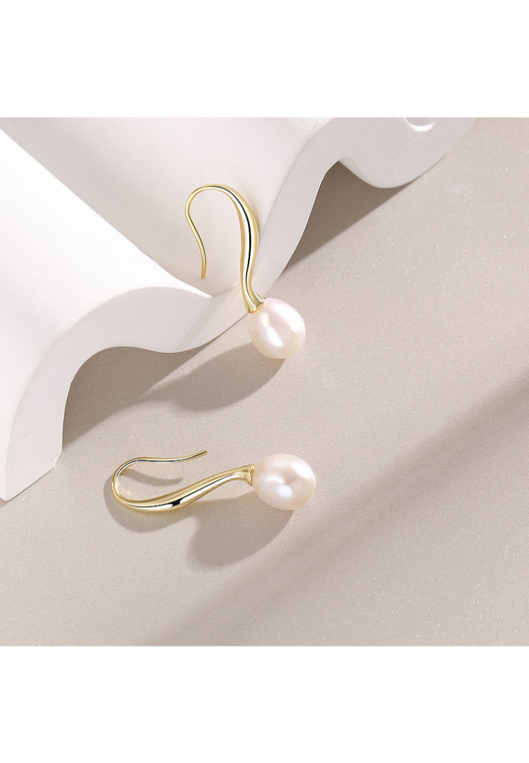 Elegant French Style 925 Silver Pearl Earrings
