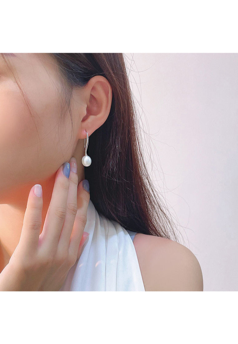 Elegant French Style 925 Silver Pearl Earrings