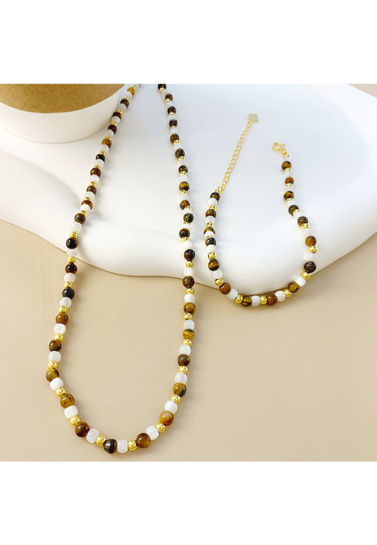 S925 Silver Tiger Eye Shell Necklace