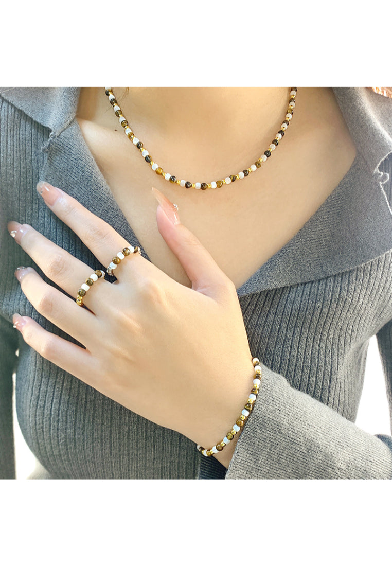 S925 Silver Tiger Eye Shell Necklace