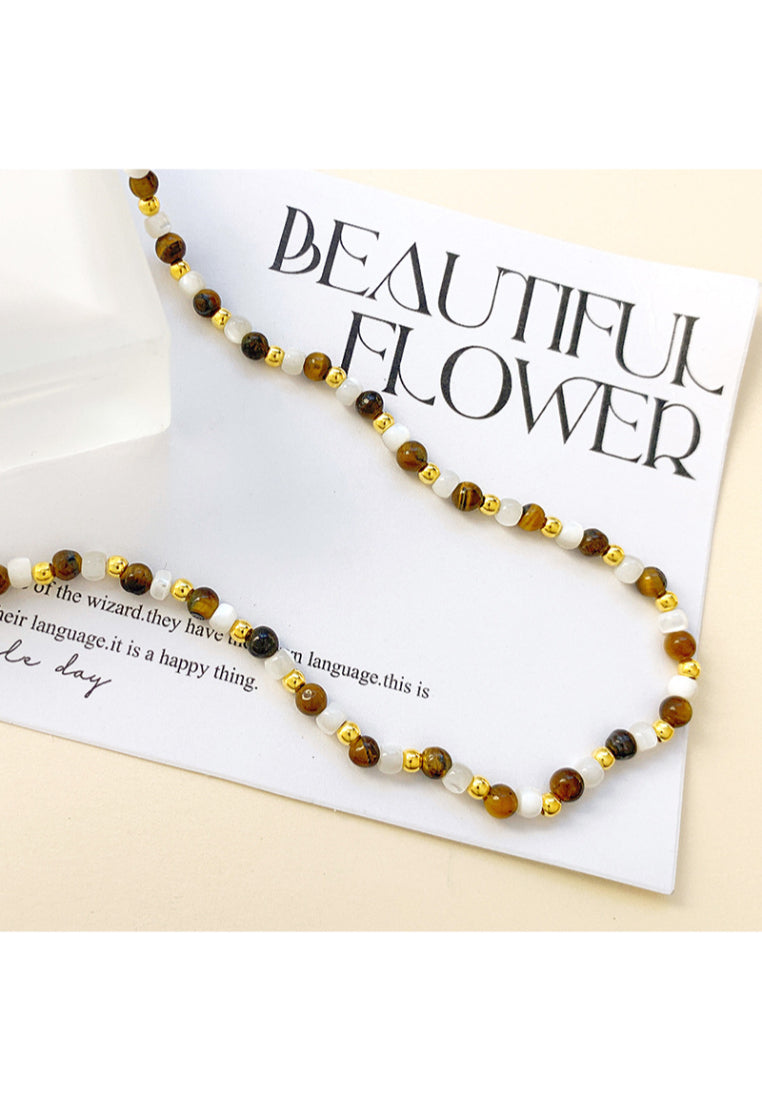 S925 Silver Tiger Eye Shell Necklace