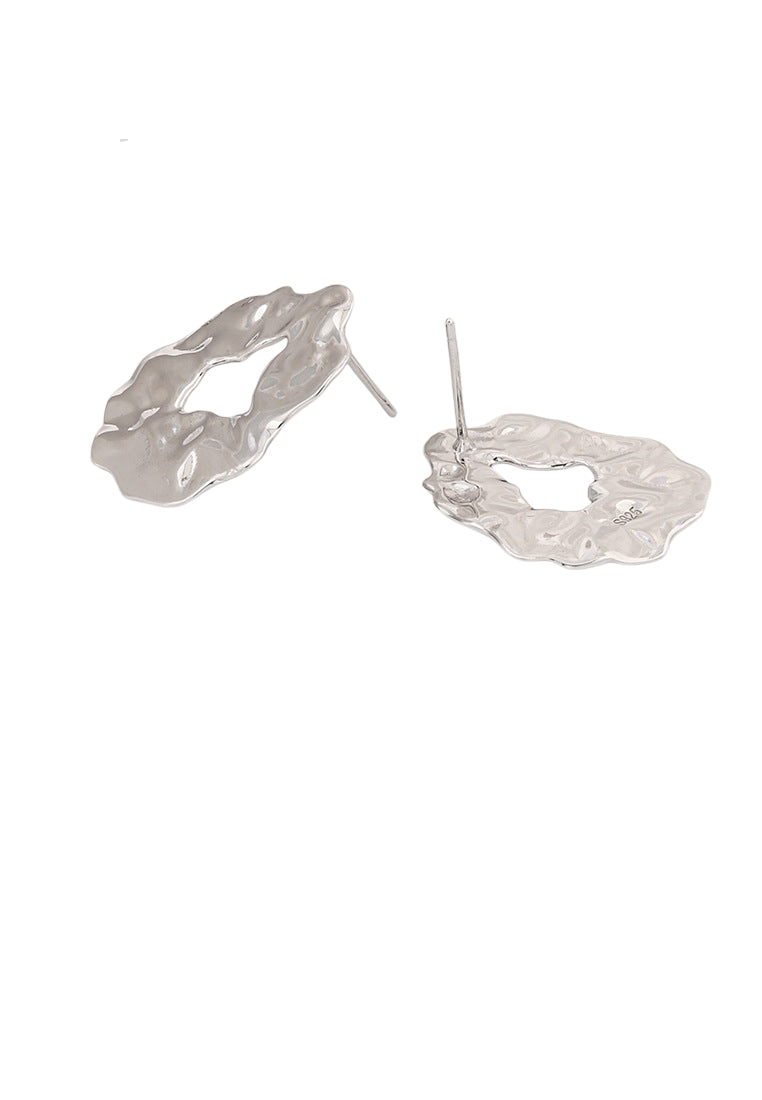 S925 silver earrings geometric earrings irregular concave and convex wrinkled earrings, personality earrings