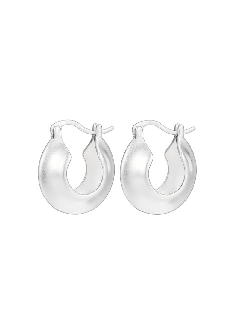 Geometric Matte 925 Silver Clip Earrings