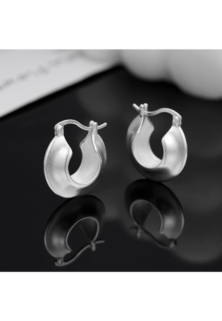 Geometric Matte 925 Silver Clip Earrings