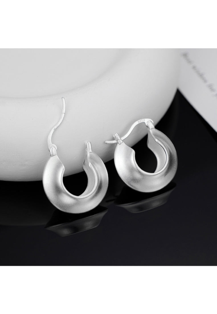 Geometric Matte 925 Silver Clip Earrings