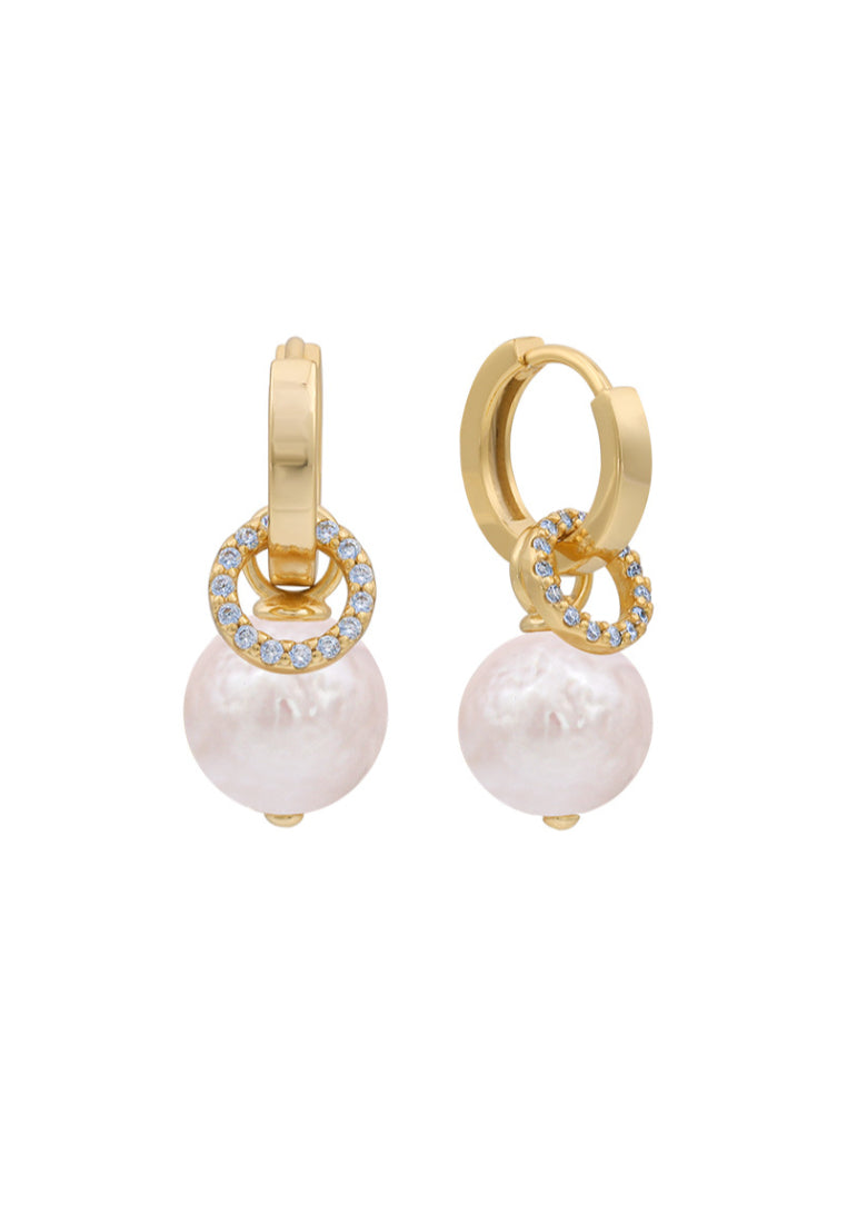 Exquisite Baroque Double Ring 925 Silver Pearl Earrings