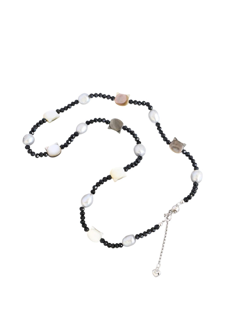 S925 Silver Black Cat Pearl Necklace