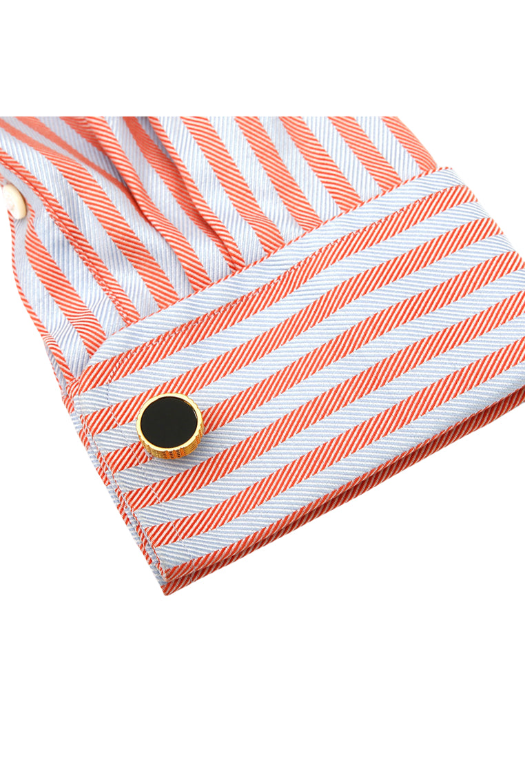 Men's Cufflinks Simple Gold Classic Round Black Face French Shirt Accessories Pair