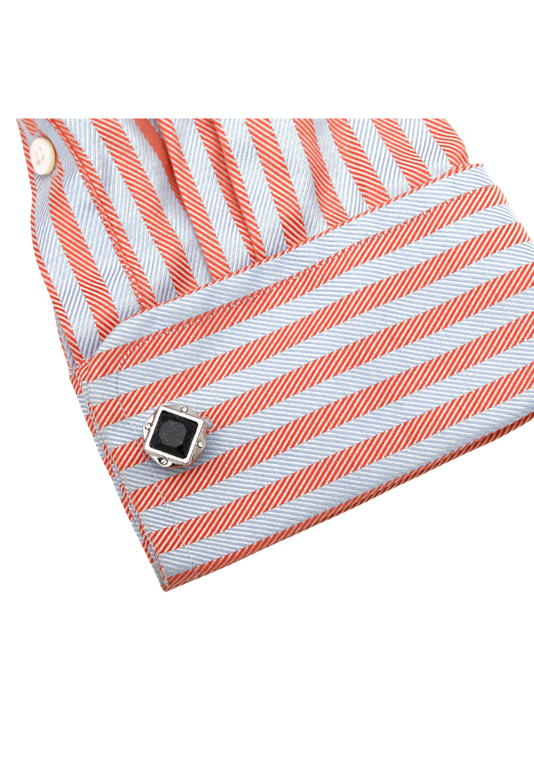 Men's Cufflinks High Quality Light Luxury Blue Sandstone Rhinestone Silver Round Accessories Pair