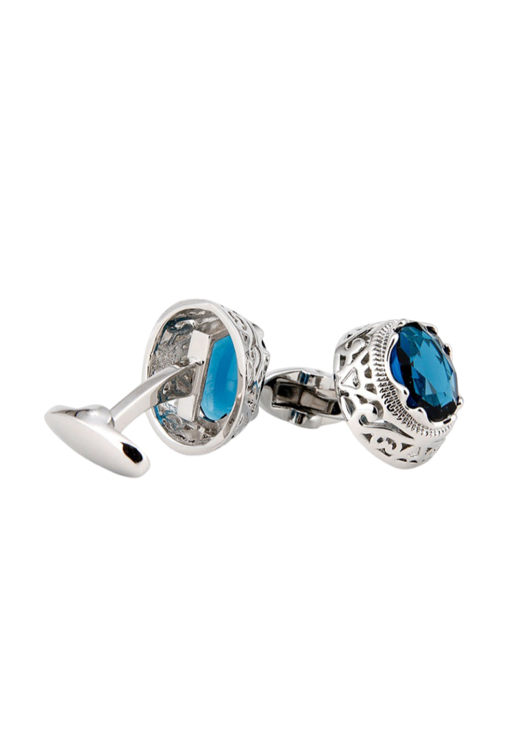 Men's Cufflinks High Quality Light Luxury Blue Zircon Oval Shirt Cuff Button