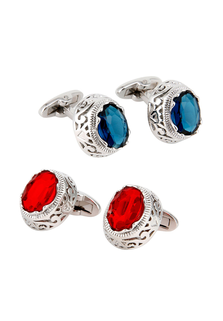 Men's Cufflinks High Quality Light Luxury Blue Zircon Oval Shirt Cuff Button