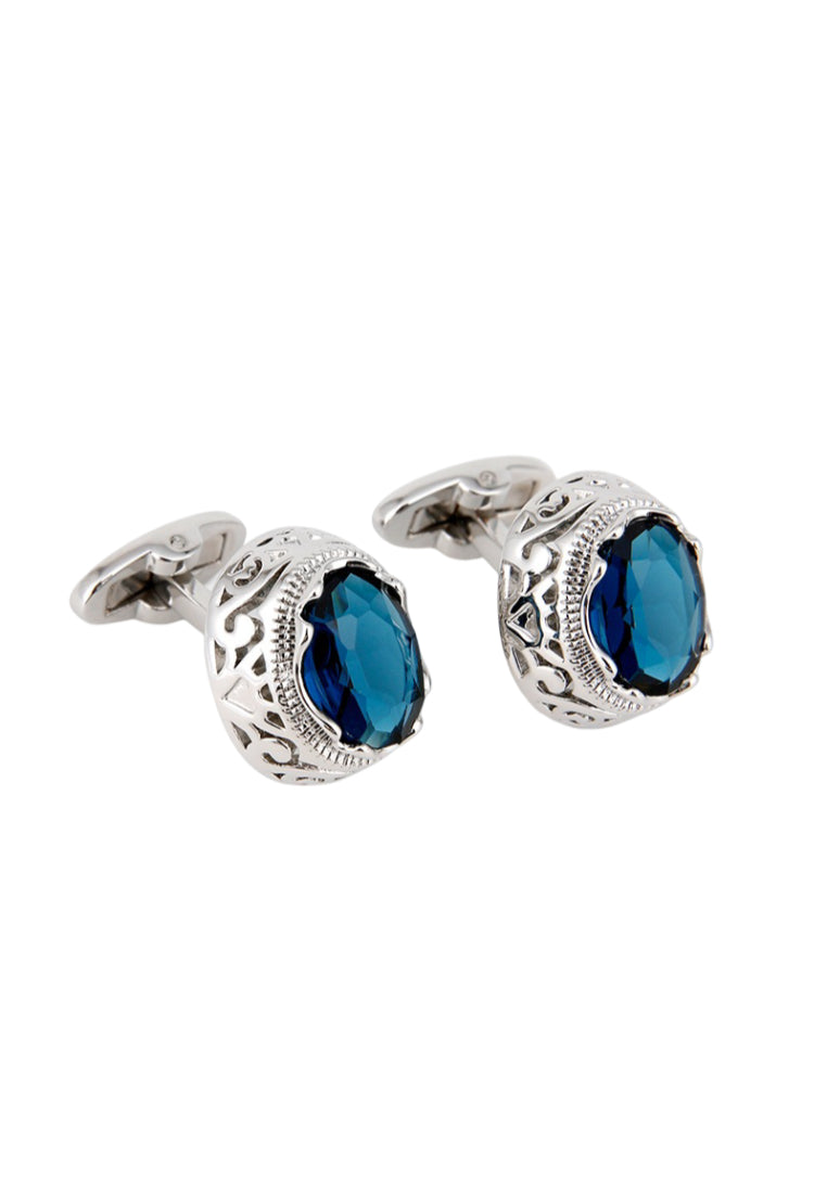 Men's Cufflinks High Quality Light Luxury Blue Zircon Oval Shirt Cuff Button