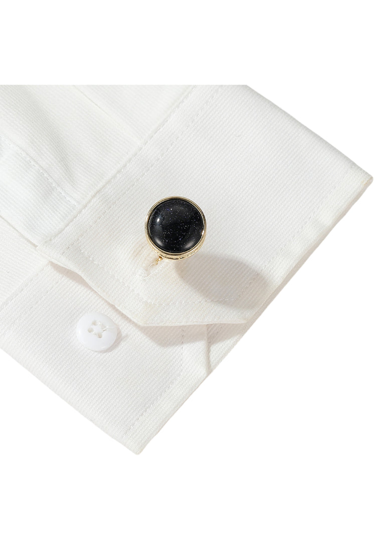 Men's Cufflinks Light Luxury High Quality Blue Sandstone Round Gold Gray Color Selection Sleeve Nail